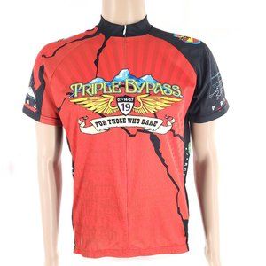 Primal Men Colorado Triple Bypass 2007 Cycling Jersey 3/4 Zip Red Black Size L